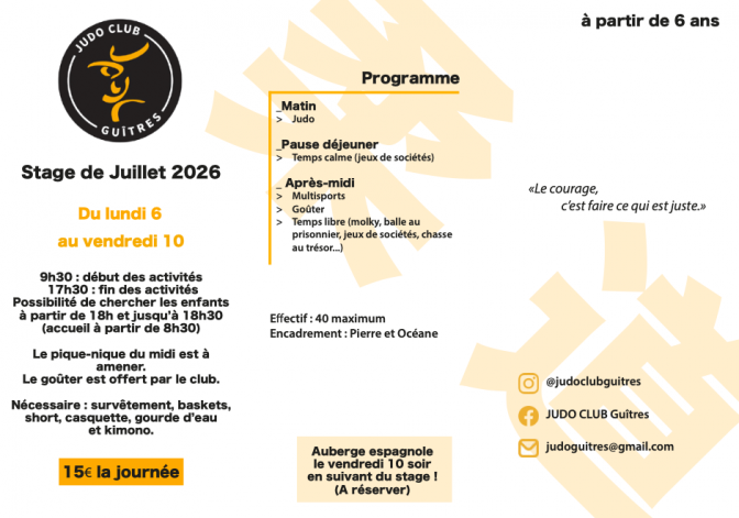 Image de l'actu 'Stage de judo du 6 au 10 juillet 2026'